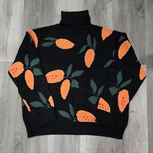 Unique Carrot Pattern Turtleneck Sweater